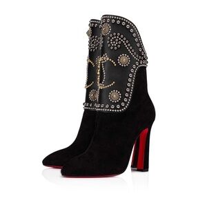Christian Louboutin Alix Bootic 100 mid calf bootie in Black Suede leather EU37